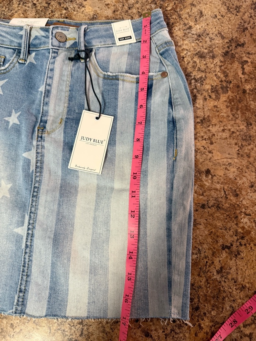 Judy Blue High Waist Denim Star & Stripe Mini Skirt Small - Picture 7 of 7